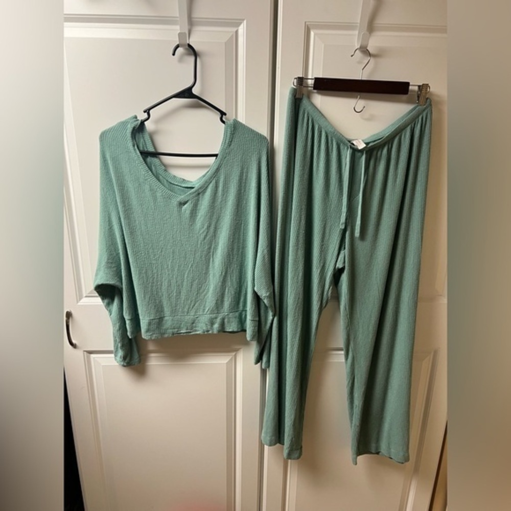 Auden Teal Ribbed Pajama Set, XL/L, Target
